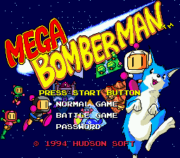 Mega Bomberman Title Screen